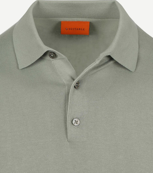 Suitable compact cotton poloshirt lichtgroen