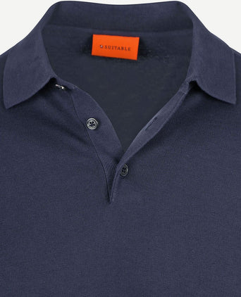 Suitable compact cotton poloshirt donkerblauw
