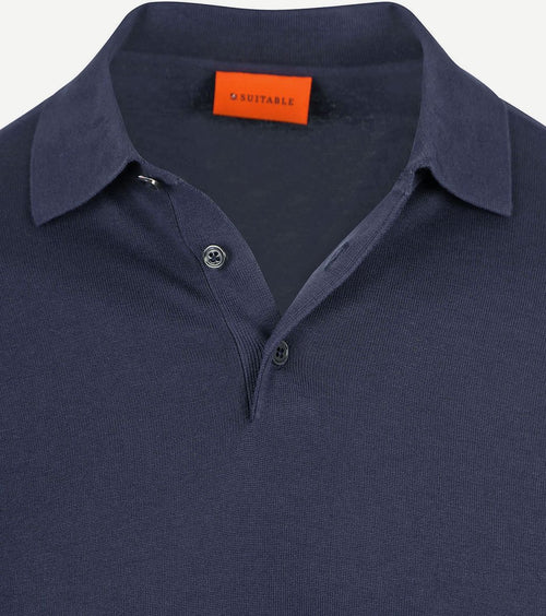 Suitable compact cotton poloshirt donkerblauw
