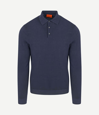 Compact cotton poloshirt donkerblauw Compact cotton poloshirt donkerblauw