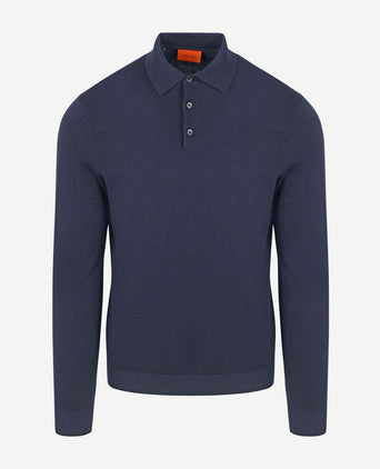 Compact cotton poloshirt donkerblauw