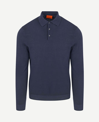 Compact cotton poloshirt donkerblauw