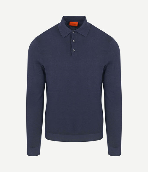 Compact cotton poloshirt donkerblauw