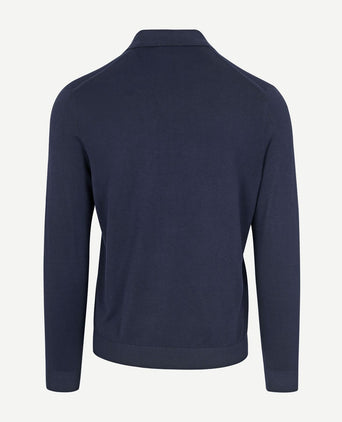 Suitable compact cotton poloshirt donkerblauw