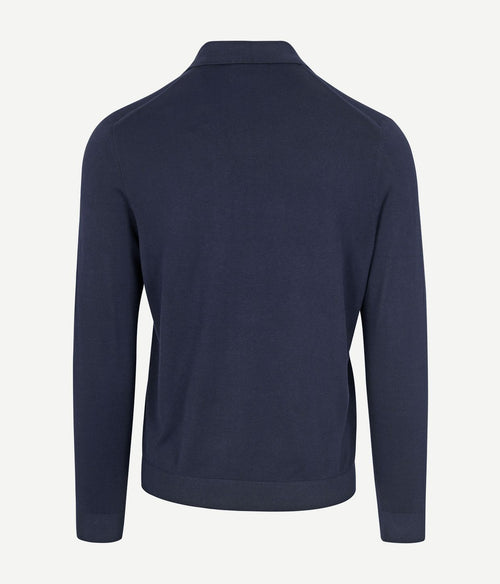 Suitable compact cotton poloshirt donkerblauw