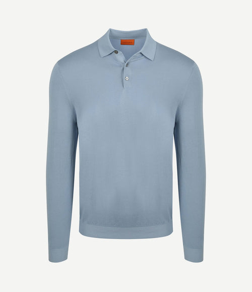 Compact cotton poloshirt staal blauw