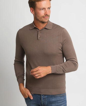 Suitable compact cotton poloshirt taupe
