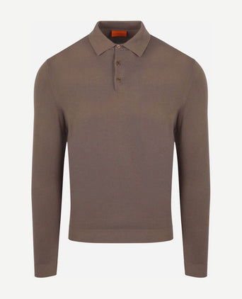 Compact cotton poloshirt taupe