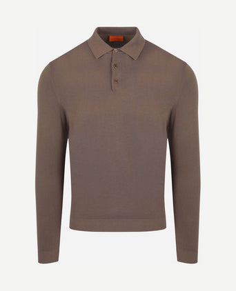 Compact cotton poloshirt taupe