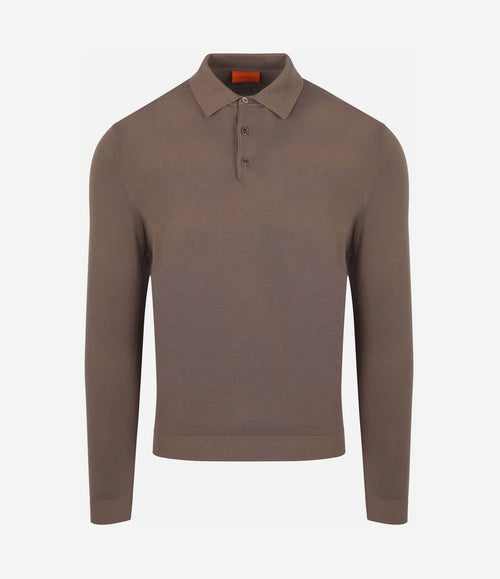 Compact cotton poloshirt taupe