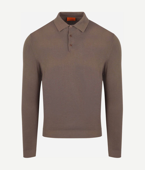 Suitable compact cotton poloshirt taupe