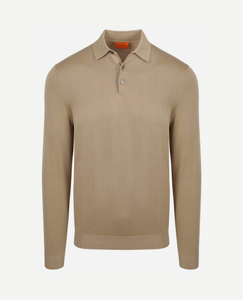 Compact cotton poloshirt taupe