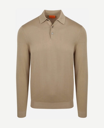 Compact cotton poloshirt taupe