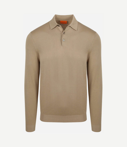 Compact cotton poloshirt taupe