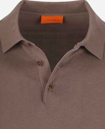Suitable compact cotton poloshirt taupe