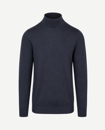 Compact cotton pullover turtle donkerblauw