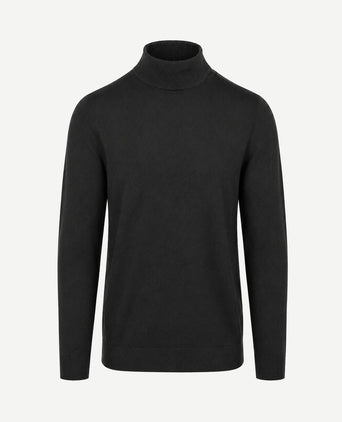 Compact cotton pullover turtle zwart