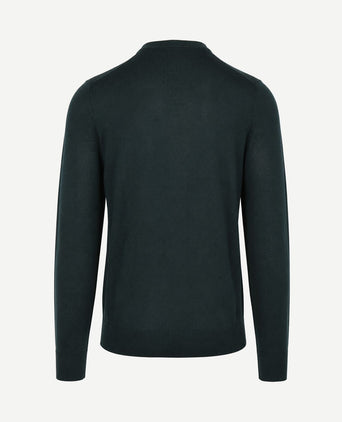 Crew zip merino donkergroen