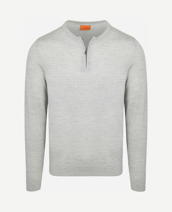 Crew zip merino grijs