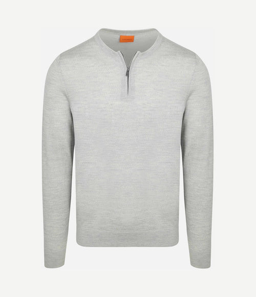 Crew zip merino grijs