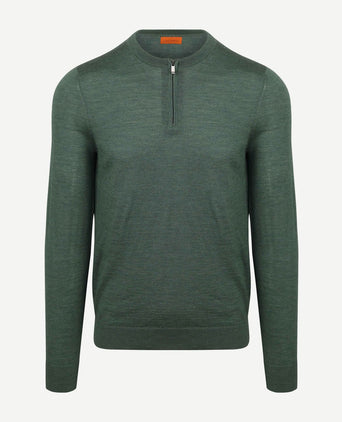 Suitable crew zip merino groen | Slim-fit