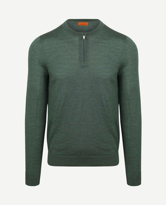 Crew zip merino groen