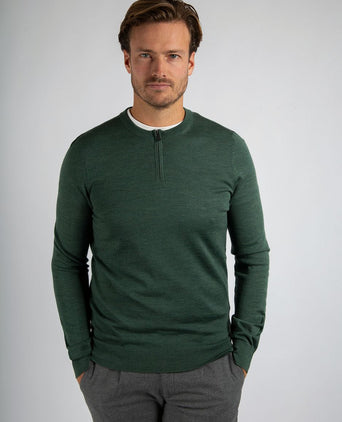 Suitable crew zip merino groen | Slim-fit