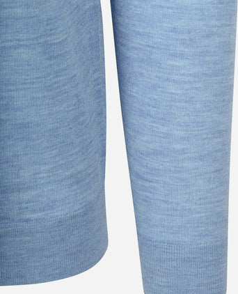 Crew zip merino lichtblauw