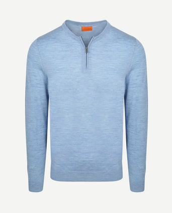 Crew zip merino lichtblauw