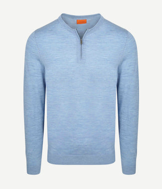 Crew zip merino lichtblauw Crew zip merino lichtblauw