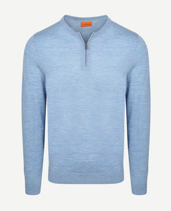 Crew zip merino lichtblauw