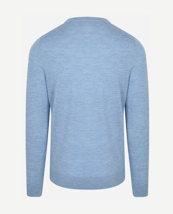 Crew zip merino lichtblauw