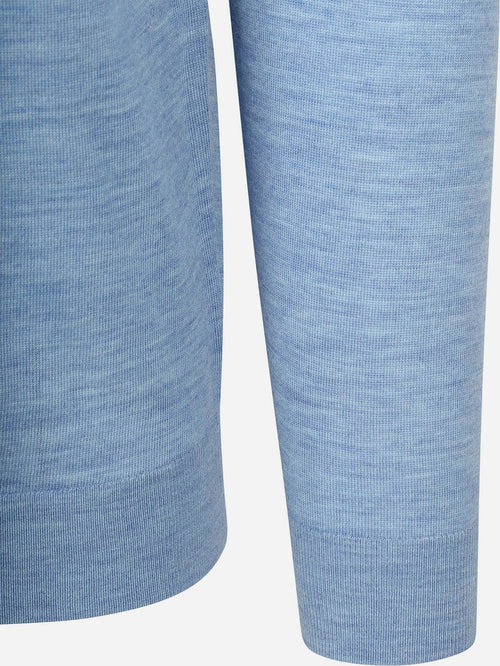 Crew zip merino lichtblauw