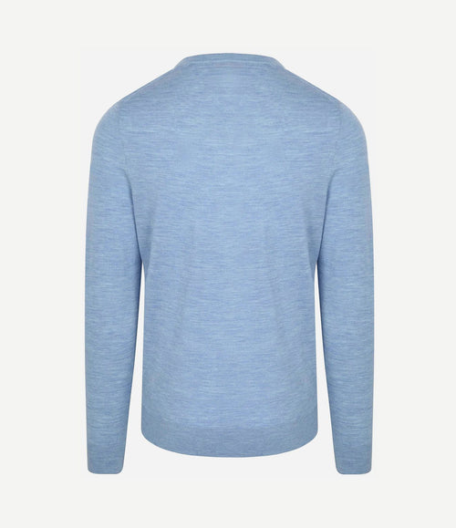 Crew zip merino lichtblauw