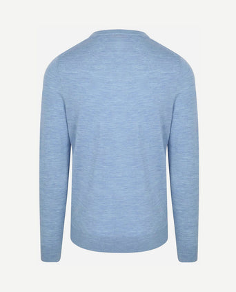 Crew zip merino lichtblauw