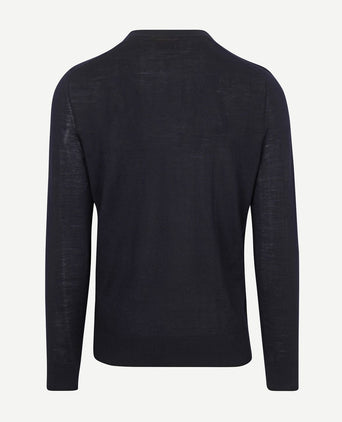 Suitable crew zip merino donkerblauw | Slim-fit