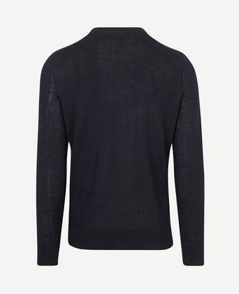 Crew zip merino donkerblauw