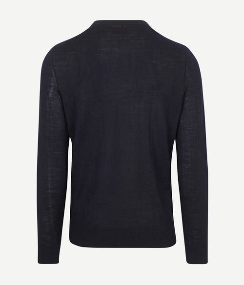 Suitable crew zip merino donkerblauw | Slim-fit