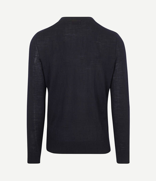 Crew zip merino donkerblauw
