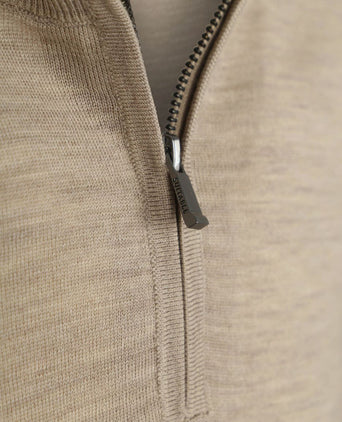 Suitable crew zip merino sand | Slim-fit