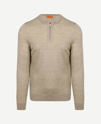 Crew zip merino sand