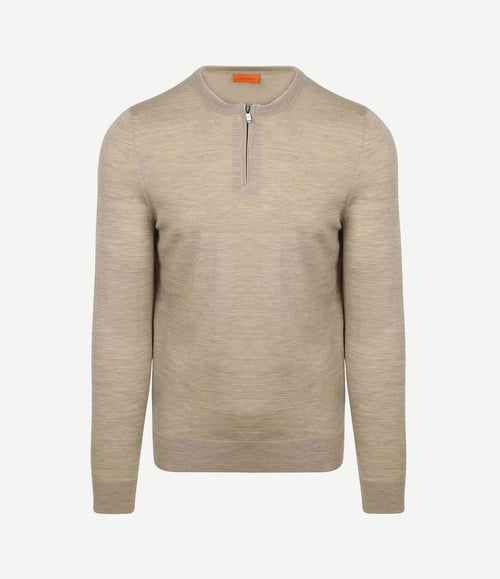 Crew zip merino sand