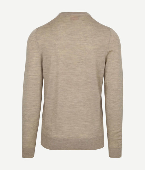 Suitable crew zip merino sand | Slim-fit