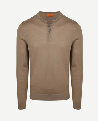 Crew zip merino taupe