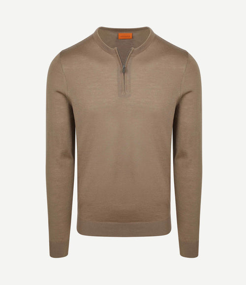 Crew zip merino taupe