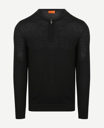 Suitable crew zip merino zwart | Slim-fit