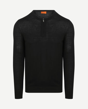 Crew zip merino zwart