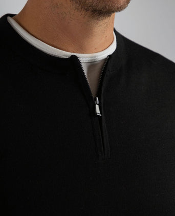 Suitable crew zip merino zwart | Slim-fit