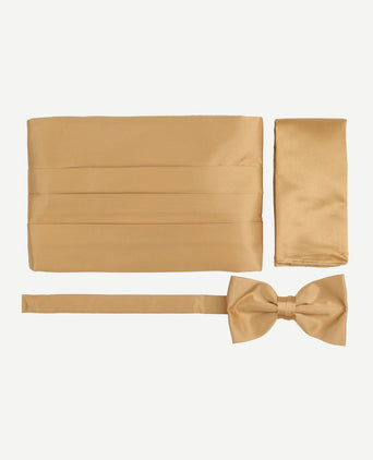 Cumberband strik pochet set goud