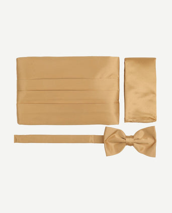 Cumberband strik pochet set goud